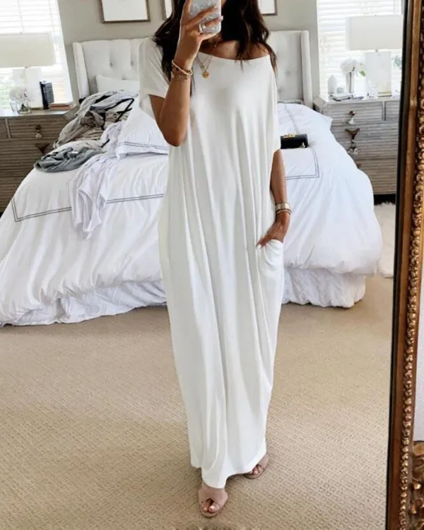 One-shoulder Bat-sleeve Long Dress - Image 3