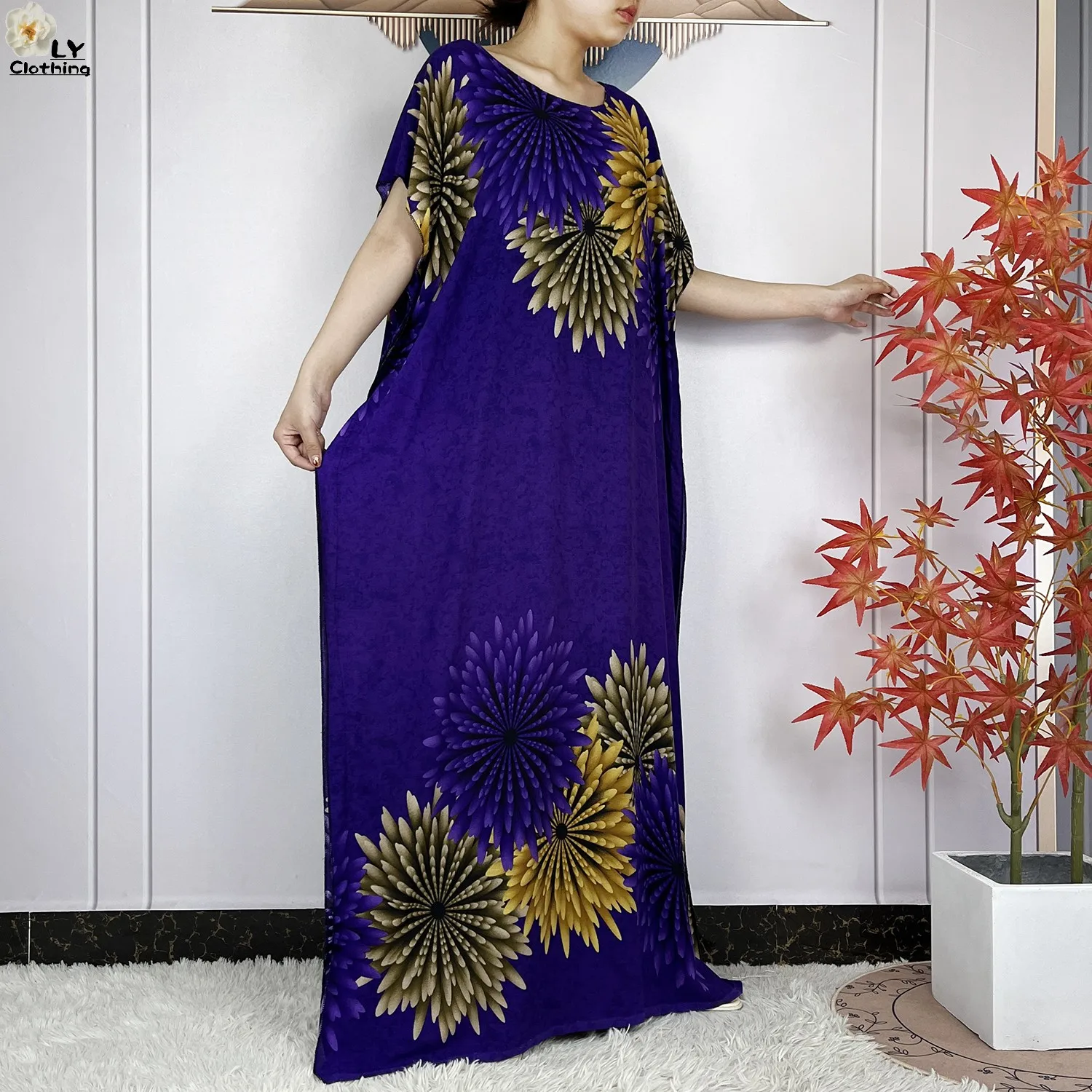 Floral Loose Dashiki Long Dress - Image 3